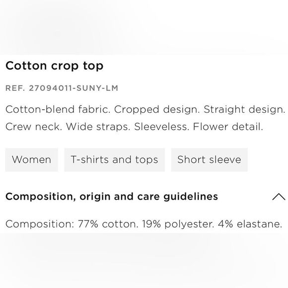 Mango Sleeveless Green Flower Detail Tank Crop Top Shirt. Medium. - Picture 9 of 9